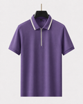 Kelmore Stripe-Collar Zip Polo