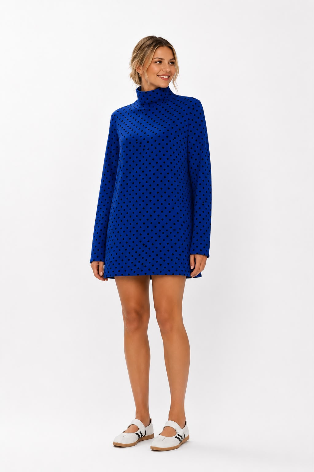 Bellisse Polka Dot High-Neck Mini Dress